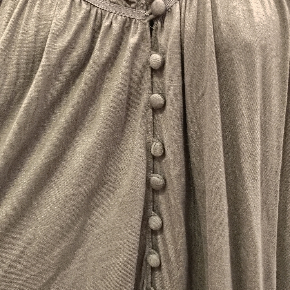 Women's XL Gray Scoop Neck Ruffle Trim Boho Peasant Cottage Core Romantic Flowy - Picture 2 of 5